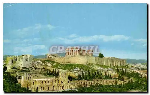 Moderne Karte Olympic Airways Boeing Athens General view of the Acropolis