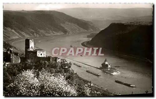 Moderne Karte Gutenfels und die Plalz The Rhine near Kaub Gutenfels Castle