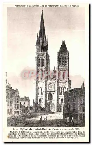 Cartes postales Eglise de Saint Denis d&#39apres un dessin de 1832