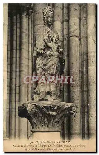 Cartes postales Abbaye de St Denis Statue de la Vierge et I&#39Enfant provient de Saint Martin des Champs a Pari