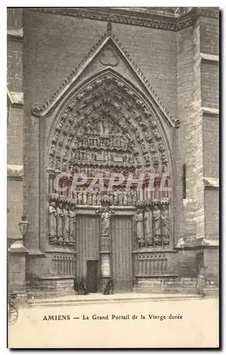 Cartes postales Amiens Le Grand Portail de la Vierge doree