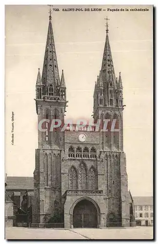 Cartes postales Saint Pol De Leon Facade De La Cathedrale