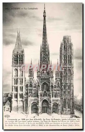 Cartes postales Rouen La Cathedrale Commencee Par Jean d&#39Andeli La Tour St Romain