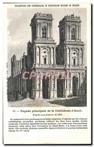Cartes postales Eglise De France Facade Principale De La Cathedrale d&#39Auch