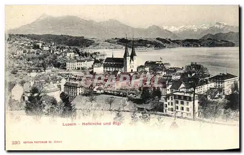 Ansichtskarte AK Luzern Hotkirche und Rigi