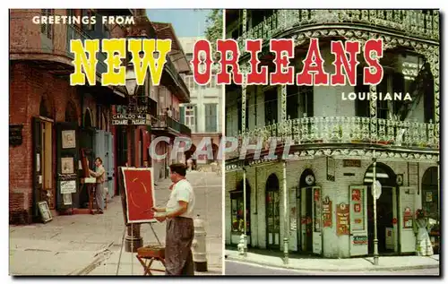 Moderne Karte Greetings From New Orleans Louisiana