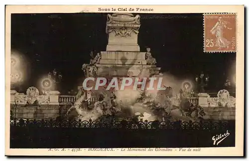 Ansichtskarte AK Sous Le Ciel De France Bordeaux Le Monument Des Girondins Vue De Nuit