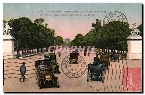 Ansichtskarte AK Paris L&#39Avenue Des champs Elysees Et Les Chevaux de Marly