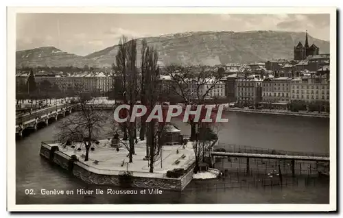 Cartes postales Geneve en Hiver the Rousseau et Ville