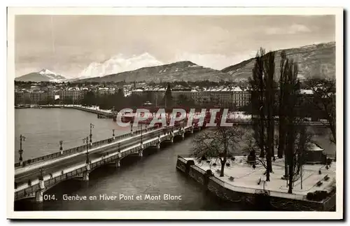 Cartes postales Geneve en Hiver Pont et Mont Blanc