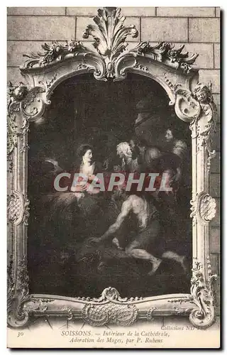 Ansichtskarte AK Soissons Interieur de la Cathedrale Adoration des Mages par Rubens
