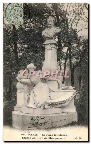 Ansichtskarte AK Paris Le Parc Montceau Statue du Guy de Maupassant