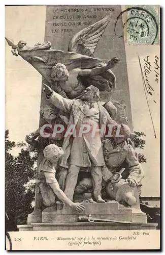 Cartes postales Paris Monument eleve a la memoire de Gambetta