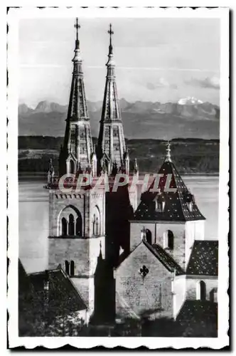 Cartes postales moderne Neuchatel La Collegiale et les Alpes
