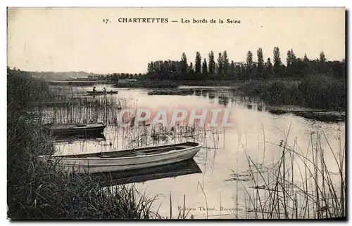 Cartes postales Chartrettes Les bords de Seine Barque