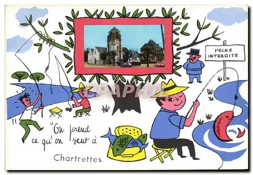 Cartes postales Chartrettes Peche pecheurs