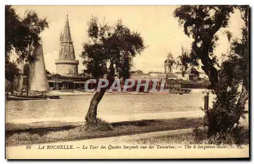 Cartes postales La Rochelle La Tour des Quatre Sergents vue des Tamarins Bateaux