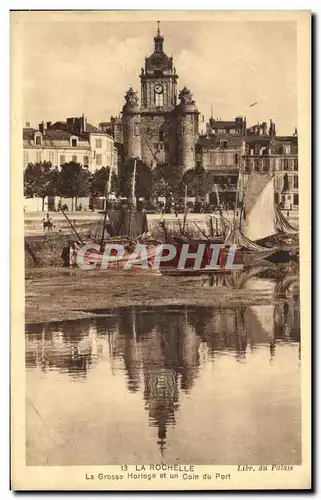 Cartes postales La Rochelle la Grosse Horloge et un Coin du Port Bateaux