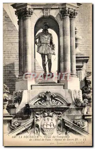 Cartes postales La Rochelle Detail du Campanile de I&#39Hotel de Ville Statue de Henri IV