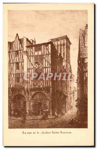 Cartes postales La rue et le Clocher Saint Sauveur La Rochelle