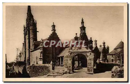 Ansichtskarte AK Bretagne Guimiliau L&#39Eglise et le Cimetiere