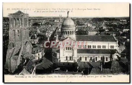 Cartes postales Tours Panorama de la tour Charlemagne de la Basilique Saint Martin