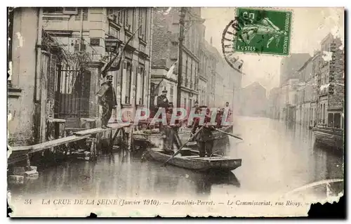 Ansichtskarte AK Le Crue De La Seine Levallois Perret Janvier 1910 Le Commisariat rue Rivay