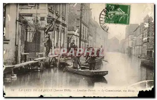 Cartes postales Le Crue De La Seine Levallois Perret Janvier 1910 Le Commisariat rue Rivay