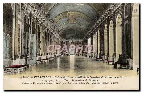 Cartes postales Palais de Versailles Galerie des Glaces Salle de la Signature de la paix en 1919 Militaria