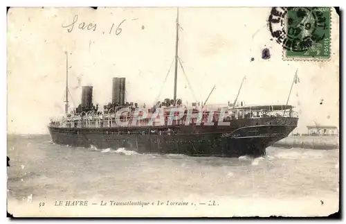 Cartes postales Le Havre Le Transatlantique la lorraine Bateau