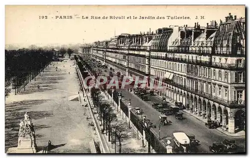 Cartes postales Paris La Rue De rivoli Et Le Jardin Des Tuileries