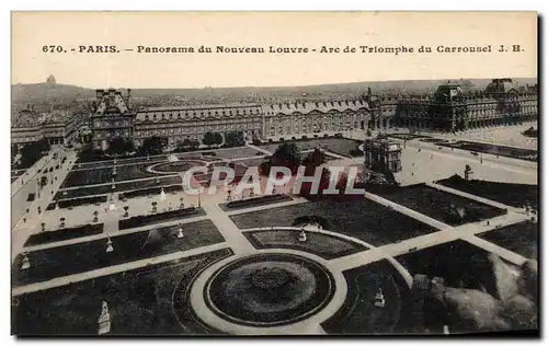 Cartes postales Paris Panorama du Noureau Louvre Arc de Triomphe du Carrousel