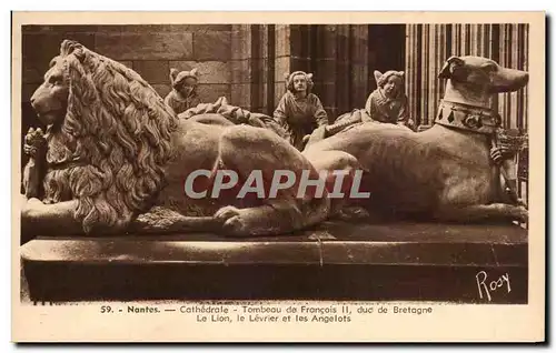 Cartes postales Nantes Cathedrale Tombeau de Francois II duc de Bretage Le Lion le Levrier et les Angelots Lion