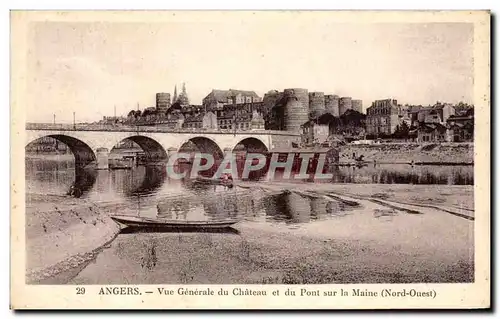 Cartes postales Anges Vue generale du Chateau et du Pont sur la Maine