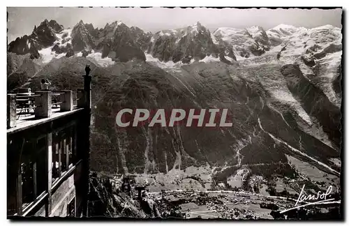 Ansichtskarte AK Chamonix La Chaine des Aiguilles et le Mont Blanc vus de Plan Praz