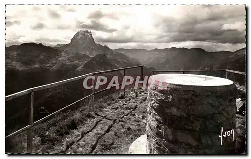 Cartes postales L&#39Artouste Table d&#39orientation du pic de la Sagette et le pic du Midi d&#39Ossau