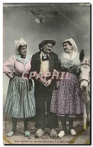 Ansichtskarte AK Aux Sables D&#39Olonne Entre les trois son coeur ne balance Folklore Costume