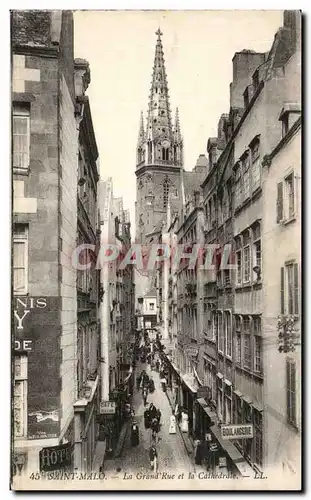 Ansichtskarte AK Saint Malo la Grand Rue et la Cathedrale