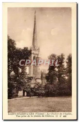 Cartes postales Saint Julien L&#39Ars Le Clocher De l&#39Eglise Vue Prise De La Prairie Du Chateau