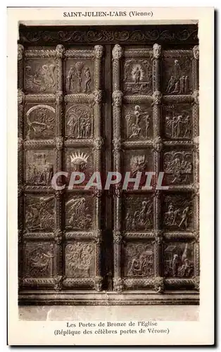 Cartes postales Saint Julien L&#39Ars Les Portes De Bronze De l&#39Eglise (replique des celebres portes de Veron