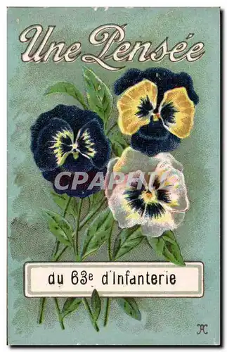 Cartes postales Une Pensee du 63eme d&#39infanterie Militaria