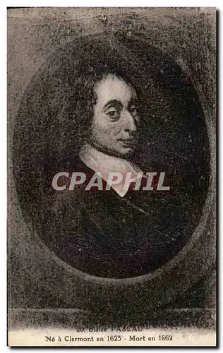 Cartes postales Blaise Pascal Ne a Clermont en 1623 Mort en 1662