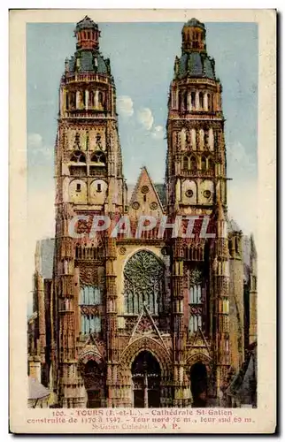 Cartes postales Tours Cathedrale St Gatien Construite De Tour Nord