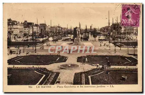 Ansichtskarte AK Le Havre Place Gambetta et Les Nouveaux Jardins Port Bateaux