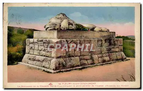 Cartes postales Fleury davant Douaumont La monument de la chapelle Sainte Fine Lion