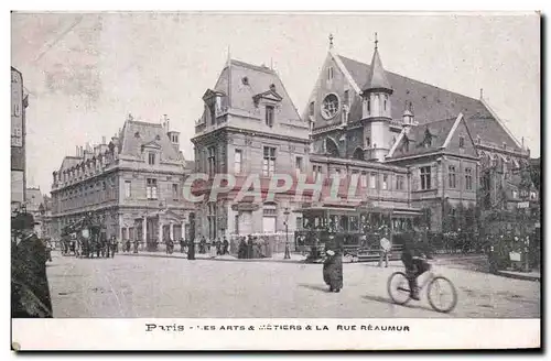 Cartes postales Paris Les Arts Metiers La Rue Reaumur Tramway Velo