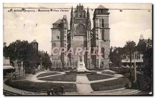 Cartes postales Rodez Catrhedrale et Place d'Armes