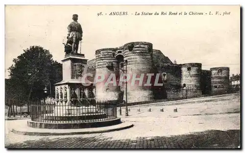 Cartes postales Angers la Statut du Roi Rene et le Chateau