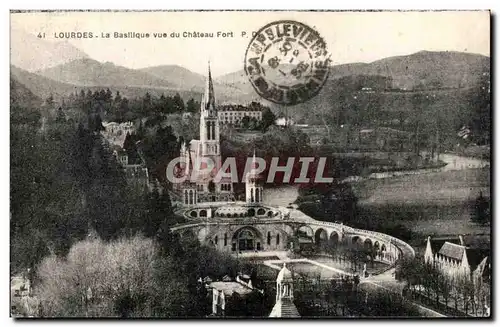 Cartes postales Lourdes La Basilique vue du Chateau Fort
