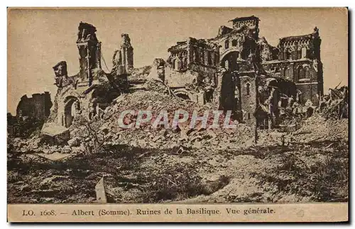 Cartes postales Albert Ruines de la Basilique Vue generale Militaria